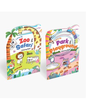 Carry Me Zoo & Safari and Park & Playground Colouring Books for Kids – Fun Animal and Fantasy-Themed Copy Colouring Books with Handle for Easy Carrying