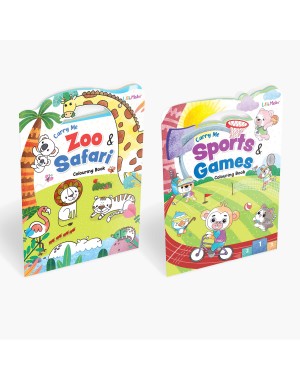 Carry Me Zoo & Safari and Sports & Games Colouring Books for Kids – Fun Animal and Fantasy-Themed Copy Colouring Books with Handle for Easy Carrying