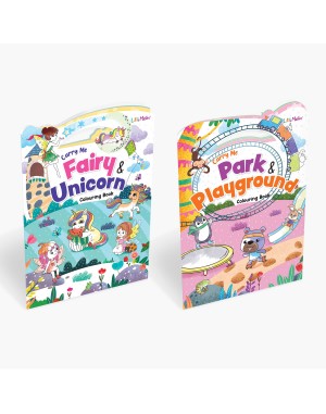 Carry Me Fairy & Unicorn and Park & Playground Colouring Books for Kids – Fun Animal and Fantasy-Themed Copy Colouring Books with Handle for Easy Carrying